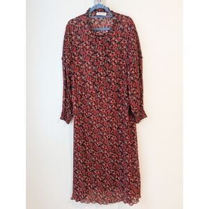 The Fold London Silk Blend Floral Metallic Midi Dress